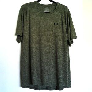 Under Armour Men's Shirt The Tech Tee Short Sleeve Olive Stretch Logo EUC Sz XL